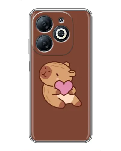 Чехол для Infinix Smart 8 с картинкой «Капибара с сердцем»