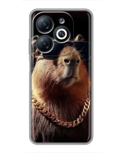 Чехол для Infinix Smart 8 с картинкой «Капибара золотая цепь»