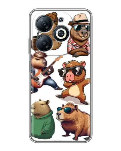 Чехол для Infinix Smart 8 с картинкой «Крутые капибары музыканты»