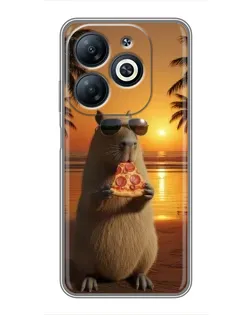 Чехол для Infinix Smart 8 с картинкой «Капибара с пиццей»