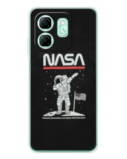 Чохол для Infinix Smart 9 з картинкою «NASA — крокуємо по Місяцю»