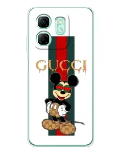 Чохол для Infinix Smart 9 з картинкою «Міккі Маус Gucci — смуги»