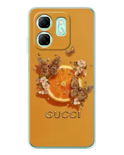 Чехол для Infinix Smart 9 с картинкой «Gucci — золотые бабочки»