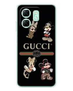 Чехол для Infinix Smart 9 с картинкой «Gucci — герои Disney и монограмма»