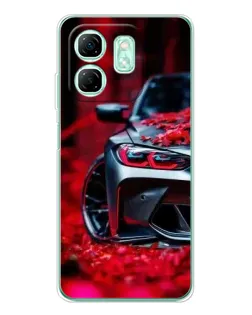 Чохол для Infinix Smart 9 з картинкою «Спортивна BMW та квіти»