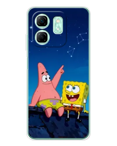 Чохол для Infinix Smart 9 з картинкою «Губка Боб та Патрік вночі»