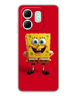 Чохол для Infinix Smart 9 з картинкою «Спанч Боб на червоному»