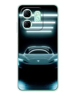 Чохол для Infinix Smart 9 з картинкою «Tesla в неоні»