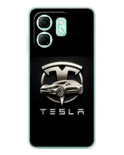 Чохол для Infinix Smart 9 з картинкою «Tesla — срібне авто»