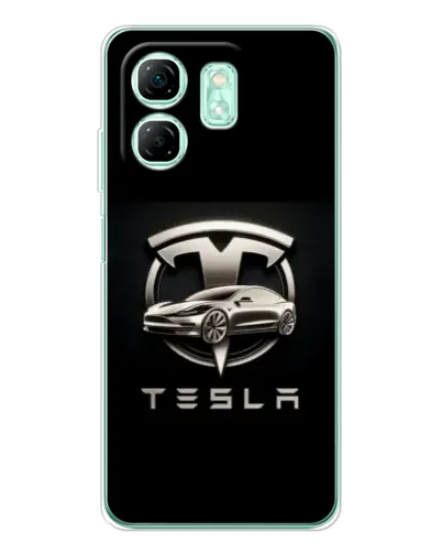 Чехол для Infinix Smart 9 с картинкой «Tesla — серебристое авто» Чехол для Infinix Smart 9 с картинкой «Tesla — серебристое авто»