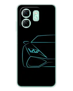 Чохол для Infinix Smart 9 з картинкою «Блакитний силует Lamborghini»
