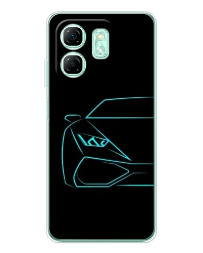 Чохол для Infinix Smart 9 з картинкою «Блакитний силует Lamborghini»