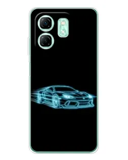 Чохол для Infinix Smart 9 з картинкою «Неоновий контур Lamborghini»