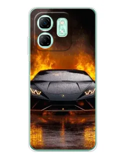 Чохол для Infinix Smart 9 з картинкою «Lamborghini у вогні»