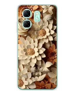 Чохол для Infinix Smart 9 з картинкою «Бежевий флористичний декор»