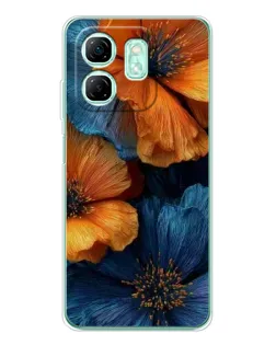 Чохол для Infinix Smart 9 з картинкою «Яскрава синьо-помаранчева флора»