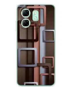 Чохол для Infinix Smart 9 з картинкою «Коричневі об'ємні квадрати»