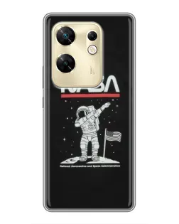 Чехол для Infinix Zero 30 с картинкой «NASA — шагаем по Луне»