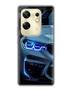 Чехол для Infinix Zero 30 с картинкой «Взгляд BMW с синими фарами»