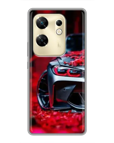Чехол для Infinix Zero 30 с картинкой «Спортивная BMW и цветы»