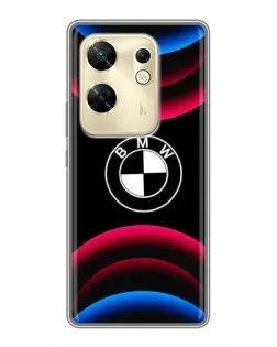 Чехол для Infinix Zero 30 с картинкой «Логотип BMW и неоновые дуги»