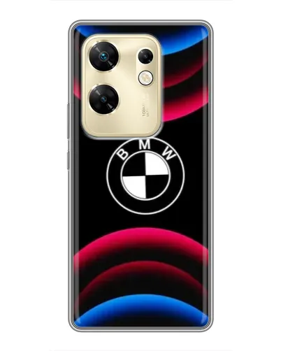 Чехол для Infinix Zero 30 с картинкой «Логотип BMW и неоновые дуги»
