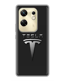 Чехол для Infinix Zero 30 с картинкой «Стальной логотип Tesla»