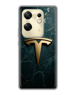 Чехол для Infinix Zero 30 с картинкой «Мраморная Tesla Gold»