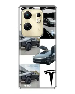 Чехол для Infinix Zero 30 с картинкой «Коллаж Cybertruck Tesla»