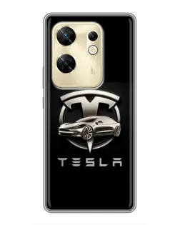 Чехол для Infinix Zero 30 с картинкой «Tesla — серебристое авто»