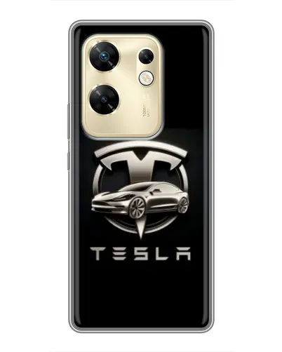 Чехол для Infinix Zero 30 с картинкой «Tesla — серебристое авто»