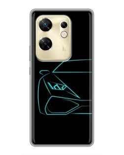 Чехол для Infinix Zero 30 с картинкой «Голубой силуэт Lamborghini»