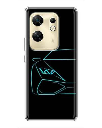 Чехол для Infinix Zero 30 с картинкой «Голубой силуэт Lamborghini»
