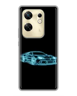Чехол для Infinix Zero 30 с картинкой «Неоновый контур Lamborghini»