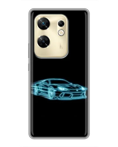 Чехол для Infinix Zero 30 с картинкой «Неоновый контур Lamborghini»
