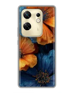 Чохол для Infinix Zero 30 з картинкою «Яскрава синьо-помаранчева флора»