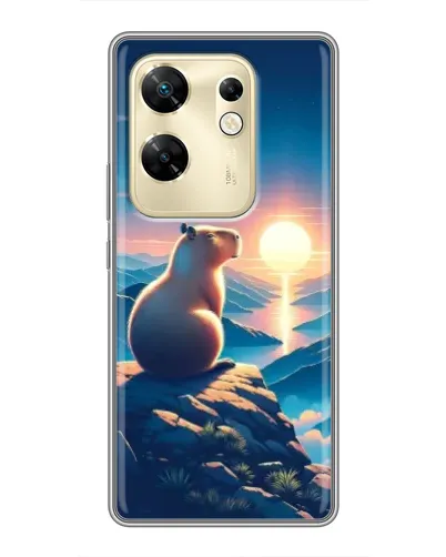 Чехол для Infinix Zero 30 с картинкой «Закат солнца с капибарой»