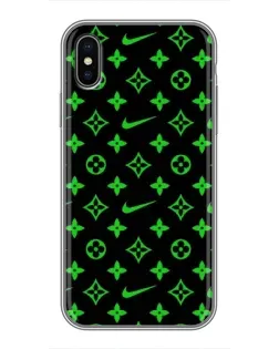Чохол для iPhone X з картинкою «Неоновий принт LV»