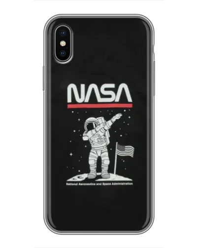 Чохол для iPhone X з картинкою «NASA — крокуємо по Місяцю»