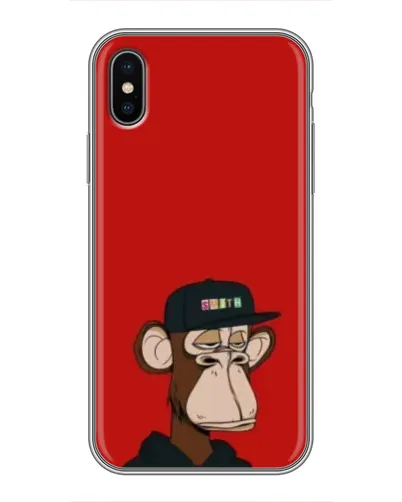 Чохол для iPhone X з картинкою «Bored Ape — червоний фон»