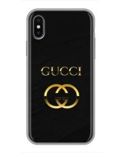 Чохол для iPhone X з картинкою «Золотий логотип Gucci»
