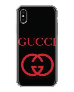 Чохол для iPhone X з картинкою «Gucci — червоний логотип»