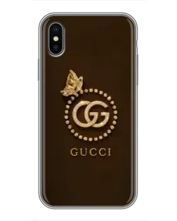 Чохол для iPhone X з картинкою «Gucci — золотий метелик»