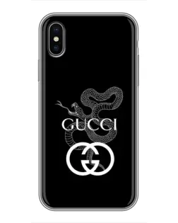 Чохол для iPhone X з картинкою «Gucci — срібна змія»