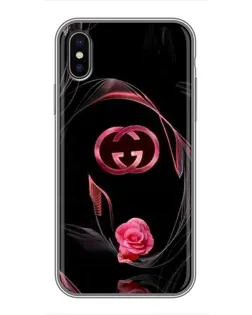 Чохол для iPhone X з картинкою «Gucci — неонова троянда»