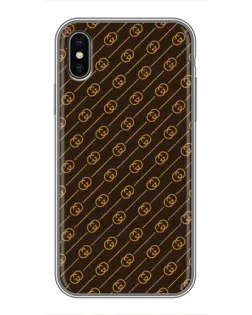 Чохол для iPhone X з картинкою «Gucci — золоті діагоналі»