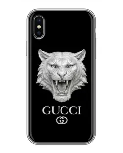 Чехол для iPhone X с картинкой «Gucci — серебряный лев» Чехол для iPhone X с картинкой «Gucci — серебряный лев»
