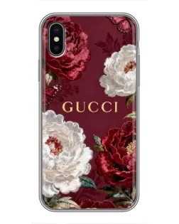 Чехол для iPhone X с картинкой «Gucci — бордовые розы» Чехол для iPhone X с картинкой «Gucci — бордовые розы»