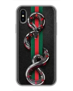 Чехол для iPhone X с картинкой «Gucci — змея на полосе» Чехол для iPhone X с картинкой «Gucci — змея на полосе»