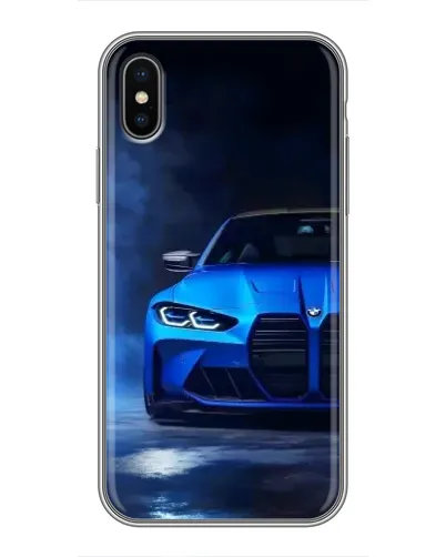 Чохол для iPhone X з картинкою «Блакитна BMW M4»